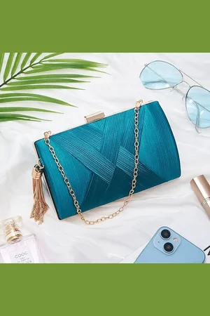 Merkloos Vrouwen Clutch Bag Avondtas Omzoomd Avond Handtas, Lady Party Wedding Clutch Purse Chain Schouder Cross Body Bag