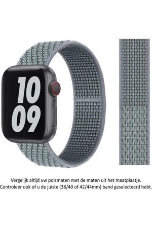 Merkloos Grijs Blauwe Horloge Band met subtiele zwarte en groene weave geschikt voor Apple Watch 1, 2, 3, 4, 5, 6, 7, 8, SE, 42mm, 44mm & 45mm "Mannenbreedte" Series Zacht Geweven Nylon 42 mm, 44 mm en 45 mm