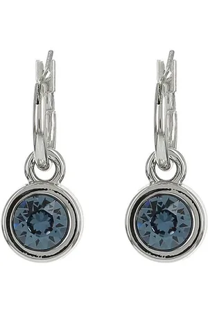 Biba Hang Oorbellen met Swarovski Steentje Denim Blue