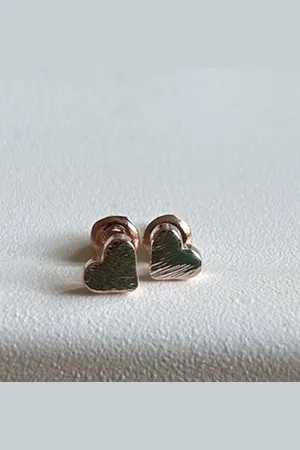 Bijoux by Ive Oorknopjes - Hart - hartjes met geborsteld effect - 1 Paar