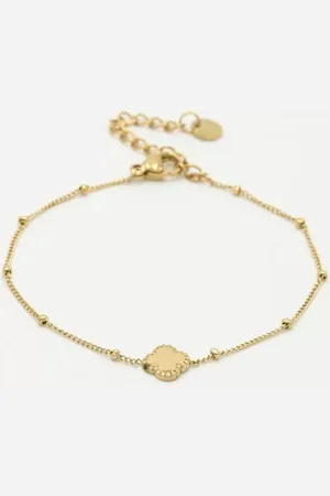 MICHELLE Minimalistische armband dames - Armband met klavertje - - Armbanden - 16 + 3 cm - Gouden armband - - Stainless Steel (verkleurt niet!) - Waterproof - Bracelet - Kerst - Kerst armband - Sinterklaas - Party - Moederdag - Valentijn