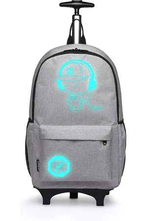 Merkloos Lichtgevende kinder rugzak met laptopvak en wieltjes - 25L - Reizen, zakelijk, trolley - handbagage koffer.