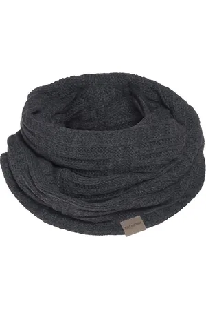 Knit Factory Bobby Gebreide Colsjaal Dames & Heren - Nekwarmer Ronde Sjaal - Nekwarmer - Wollen Sjaal - Donkergrijze colsjaal - Dames sjaal - Heren sjaal - Unisex - - One Size