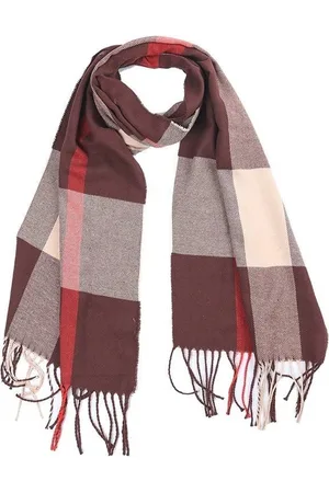DIelay Sjaal met Franjes - Geruit Patroon - 170x31 cm