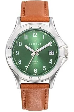 Certus Horloge-Heren-Lederen band-Datum aanduiding-Groene wijzerplaat-39MM