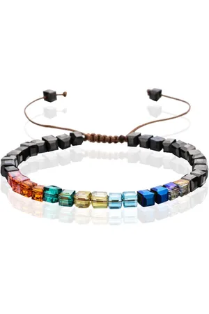 Memphis Bohemia Kralen Armband - 4mm Kristal Glas Zwart Multi