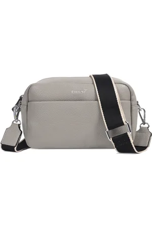 TAN.TOMI Dames Kleine Schoudertas - Lederen Tasje - 3 vakken - Crossbody Tas Dames - Tassenriem Zwart / Beige