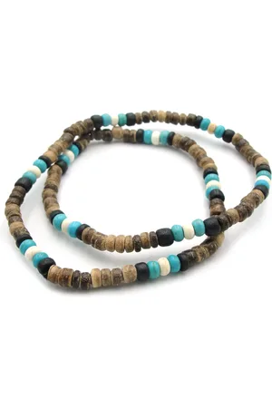No Evil ?? kralenketting SURF donkerbruin met kokoskralen en turquoise kraaltjes