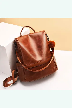 Merkloos Vrouwen PU lederen rugzak portemonnee waterdichte Casual Satchel School schoudertas dames rugzak