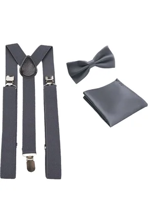 Merkloos Bretels inclusief vlinderdas en pochette - - met stevige clip - bretels - vlinderdas – strik – strikje – pochet - luxe - unisex - heren - giftset