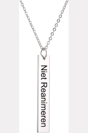 Amodi Gegraveerde Niet Reanimeren Ketting - Niet Reanimeren Penning - Do Not Resuscitate - Gegraveerd - Bar - Plaatje - Roestvrij Staal - RVS - Verstelbaar