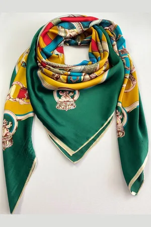 Modesjaals.nl Vierkante sjaal met kleuren 130 x 130 cm / 70% viscose met 30 % zijde (glad materiaal)