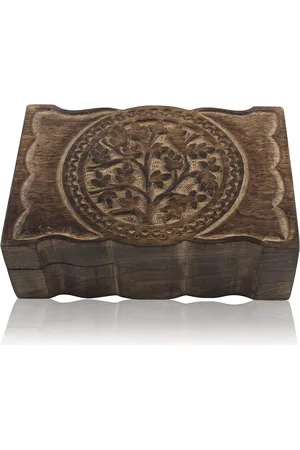 Merkloos Handgemaakte houten levensboom juwelendoos - decoratieve schatkist souvenirsdoosje - sieradenorganisator met slot - horlogedoos - 228 x 152 - geweldige verjaardagcadeau-ideeën