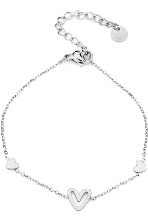 MICHELLE Armband met hartjes - - Zilveren Armband - 16 + 3 cm - Stainless Steel armband dames (verkleurt niet!) - - Minimalistische armband - Kerst armband - Kerst - Party - Sinterklaas - Moederdag - Valentijn