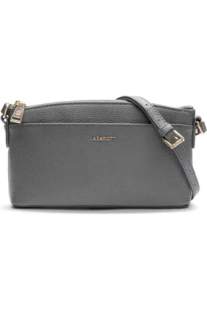 Lazarotti Leren Schoudertas Bologna Leather Crossbody Bag Grijs