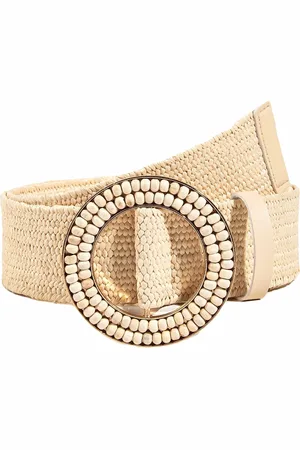 Fashion Favorite Nora Beads Gevlochten Riem - | Rotan/Kralen | 95 x 4,5 cm |