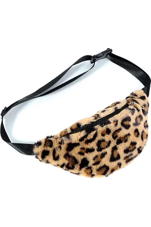 Merkloos Heuptas - Heuptasje dames - Heuptasjes heren - Teddy stof tas - Fanny pack - Panterprint - Festival accessoires