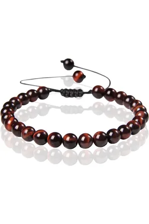 Memphis No.2 Natuursteen Armband Dames - 6mm Rode Tijgeroog