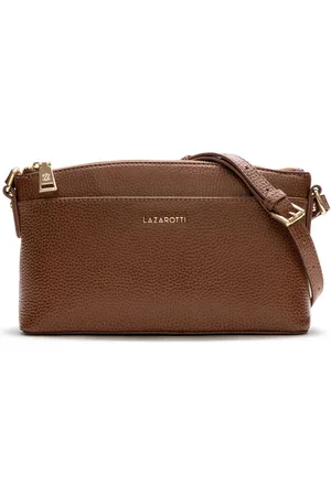 Lazarotti Leren Schoudertas Bologna Leather Crossbody Bag Bruine