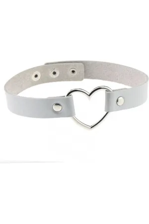 KIMU Choker Hartje Metallic - Holografisch Collar Ketting Festival