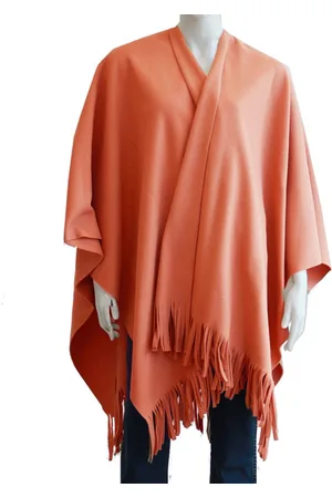 Boris Luxe omslagdoek/poncho - perzik - 180 x 140 cm - fleece - Dameskleding accessoires