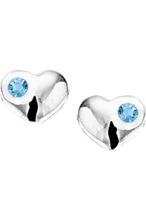 Yo&No Oorbellen - Zilver - Oorknoppen - Hart - Strass aqua - 7,5/6,5mm - Kinderen - Zilver 925