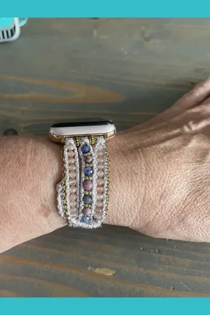 Merkloos Applewatch horlogebandje Bohemian ibiza fijne glazen kraaltjes 42/44/45mm met geknoopte sluiting