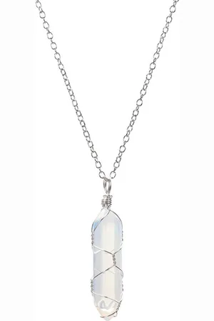 Kasey Opaliet in Crystal Wrap aan Zilverkleurige ketting - Opaliet hanger
