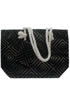 Merkloos Strandtas - /Goudkleurig - Print - Stipjes - Ritssluiting - Met Extra Zakje - 50x35x15cm