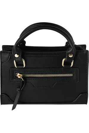 Merkloos Zwarte handtas met rits - nepleer - schoudertas - crossbody tas