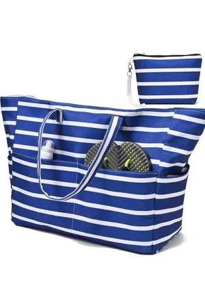 Merkloos Grote strandtas, XXL, voor familie, badtas voor dames, met ritssluiting, strandtas, waterdicht, zanddicht, shopper, tas, zwemtas, schoudertas, saunatas, tote bag voor strand, reizen, winkelen