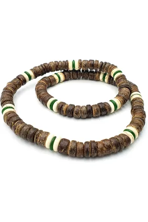 No Evil Kralenketting AMAZONE voor mannen met 8mm kokoskralen wit en groen