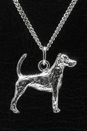 MOOYE Zilveren Jack russell terrier parson gladhaar met staart ketting hanger - groot