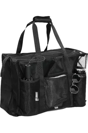 Merkloos Strandtas XXL voor het hele gezin, mesh strandtas, groot met ritssluiting, strandtas, zandspeelgoed, waterdicht, opvouwbaar, voor dames en heren, badtas voor zomer, strand, vakantie, reizen