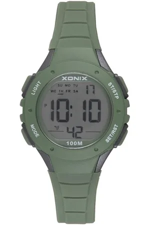 XONIX IT-A07 - Horloge - Digitaal - Kinderen - Unisex - Siliconen band - ABS - Cijfers - Achtergrondverlichting - Alarm - Start-Stop - Chronograaf - Tweede tijdzone - Waterdicht - 10 ATM - Zwart
