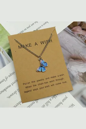 Bixorp Love Vlinder Ketting Blauw aan Zilverkleurig Koord - Geluksketting - Cadeau voor Dames & Meisjes