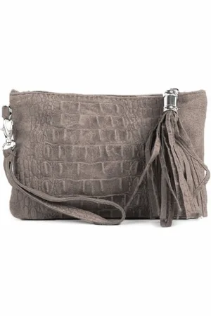 Merkloos Suede Kroko Clutch | Make-up tasje |