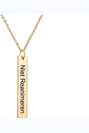 Amodi Gegraveerde Niet Reanimeren Ketting - Niet Reanimeren Penning - Do Not Resuscitate - Gegraveerd - Bar - Plaatje - Roestvrij Staal - RVS - Verstelbaar