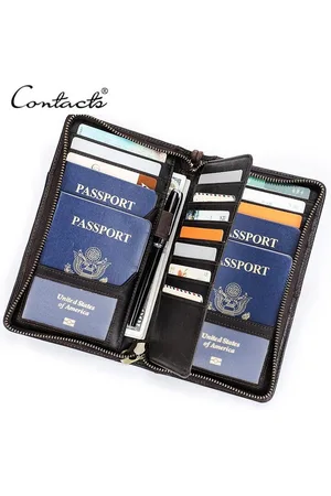 Contacts Luxe paspoorthoes - portefeuille heren - mannen cadeautjes cadeau voor man - portemonnee heren pasjes houder - Top kwaliteit Leer