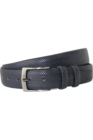 Fana Belts Luxe Italiaanse Heren Riem - - Honinggraat print - Riemmaat 95 - Leren Riem - Jeans riem - Riem spijkerbroek heren