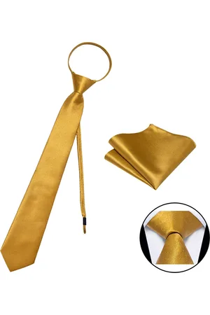 Merkloos Voorgestrikte Stropdas met Pochet - /Camel - 100% Zijde - Pochette - Voorgestrikt - Cadeau