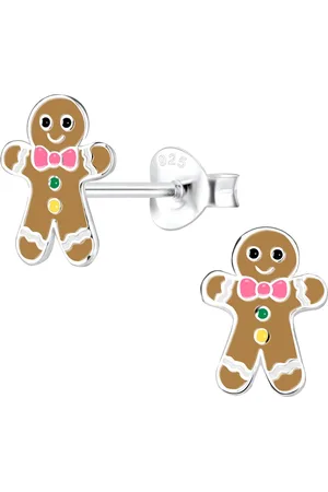 JYC Joy|S - Zilveren poppetjes oorbellen - peperkoek - gingerbread - speculaas sinterklaas kerst - 7 x 10 mm - kinderoorbellen