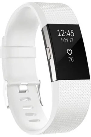 Merkloos Horloge Band Voor de Fitbit Charge 2 - Siliconen Sport Watchband - Armband Large - Geschikt voor de Activity Tracker / Polsband / Strap Band / Sportband - White