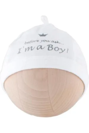 BAMBAM Babymutsje "I am a boy" - - Baby cadeau
