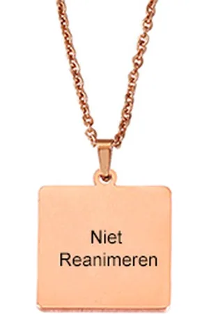 Amodi Gegraveerde Niet Reanimeren Ketting - Niet Reanimeren Penning - Do Not Resuscitate - Gegraveerd - Vierkant - Roestvrij Staal - RVS - Verstelbaar