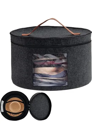 Merkloos Opbergdoos Hoeden - 17inch Diameter - Pop-Up Hoeden Dozen - Dames Heren Opslag - Ronde Opvouwbare Reis Hoed Organisator