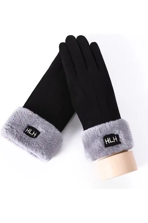 Merkloos Suede Warme Handschoenen met Nep Bont | HLH