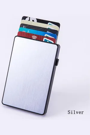 Merkloos Creditcardhouder uitschuifbaar - Portemonnee - Anti skim Pop Up pasjes houder - press button Creditcardhouder / RFID Card Protector - 6 Pasjes - -Creditcardhouder / RFID Card Protector