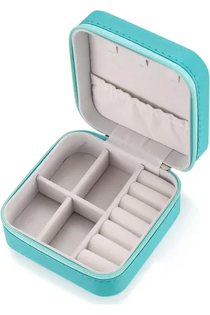 Merkloos Klein sieradenkistje, draagbaar reis-sieradenkistje, PU-leer, sieradenorganizer, opberger voor vrouwen, meisjes, ringen, oorbellen, halsketting, armbanden, sieraden, cadeau, sieradenopslag