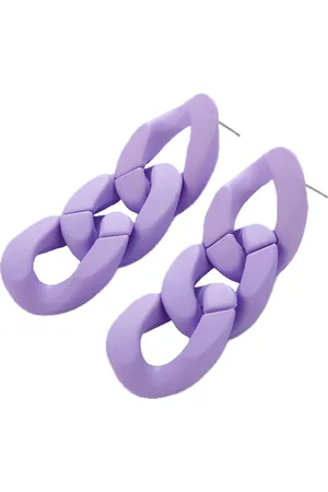 Fashion Favorite Schakel Oorbellen | Lila | Kunststof Oorhangers | 6 x 2 cm |